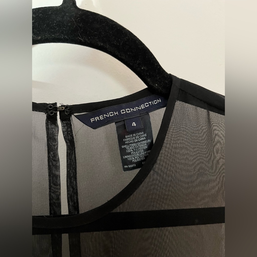 French Connection Black Sheer Top Mini Dress - Picture 2 of 9